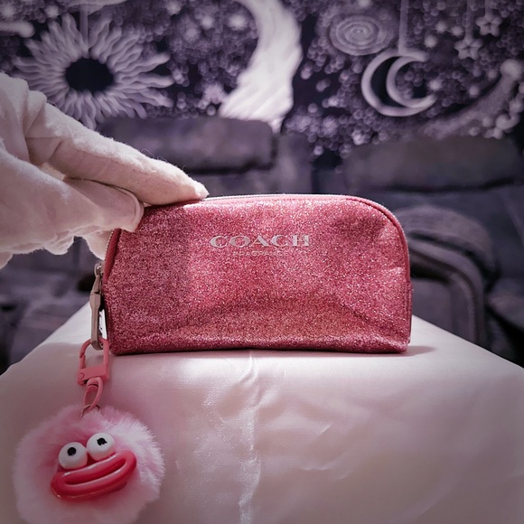 Coach Glittery Pink Coin Pouch make up pouch - Picture 4 of 15